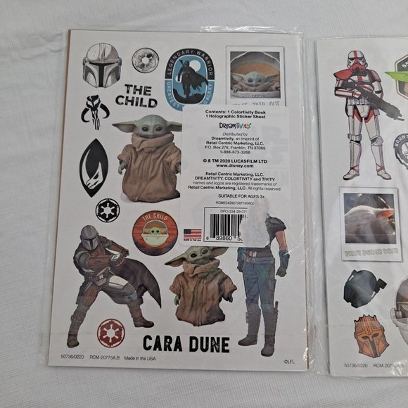 Star Wars Baby Yoda Coloring Book Holographic Sticker Set 2 pack - Picture 5 of 16